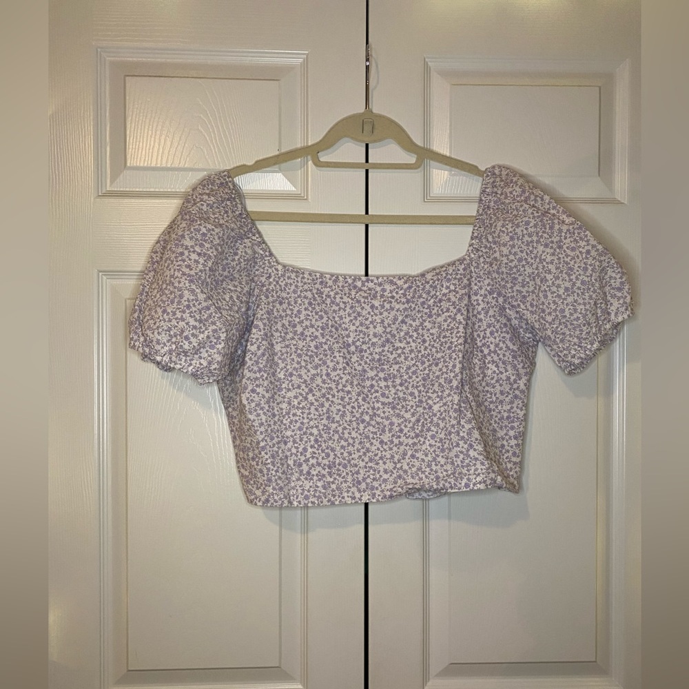 Floral Crop Top With Tie Up Back by Sophie Rue - Size XL